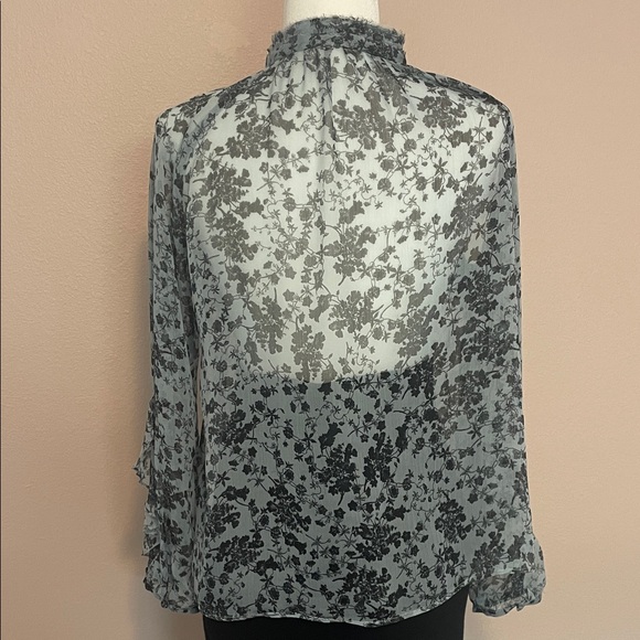 Zara Floral Lace Blouse - Black and Light Blue - Picture 4 of 6